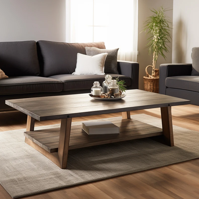 Mrs Woods Living Room Table Coffee Top Grade 100% Oak/Teak Wooden Material Round Coffee Table