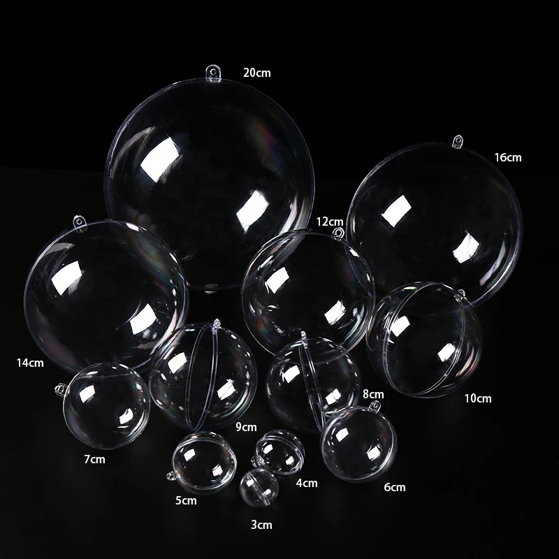 Personalized Hanging Clear Ball Custom Acrylic Plastic Christmas Crystal Xmas High Transparent Ball 2-40cm Ornament