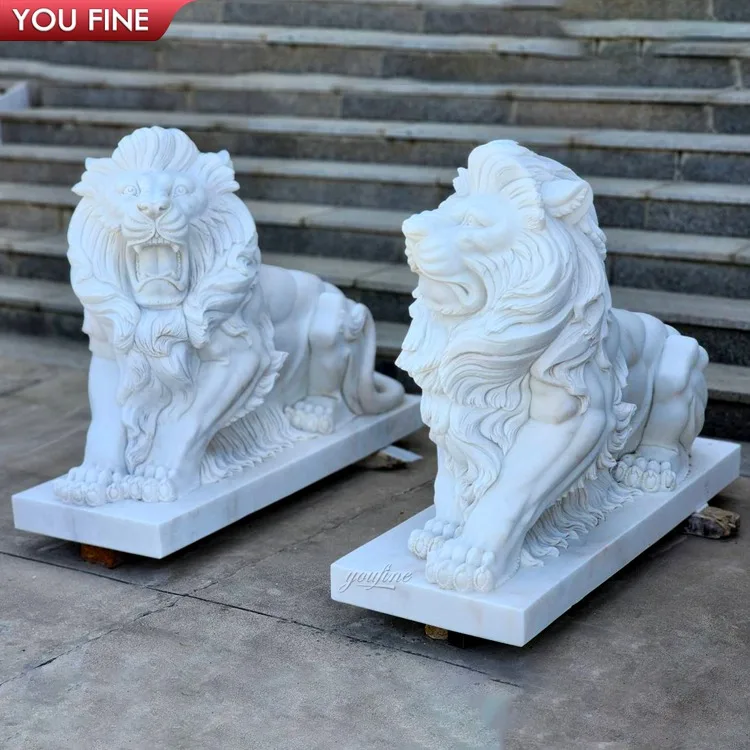 Большой бетонный мраморный лев сад резная статуя