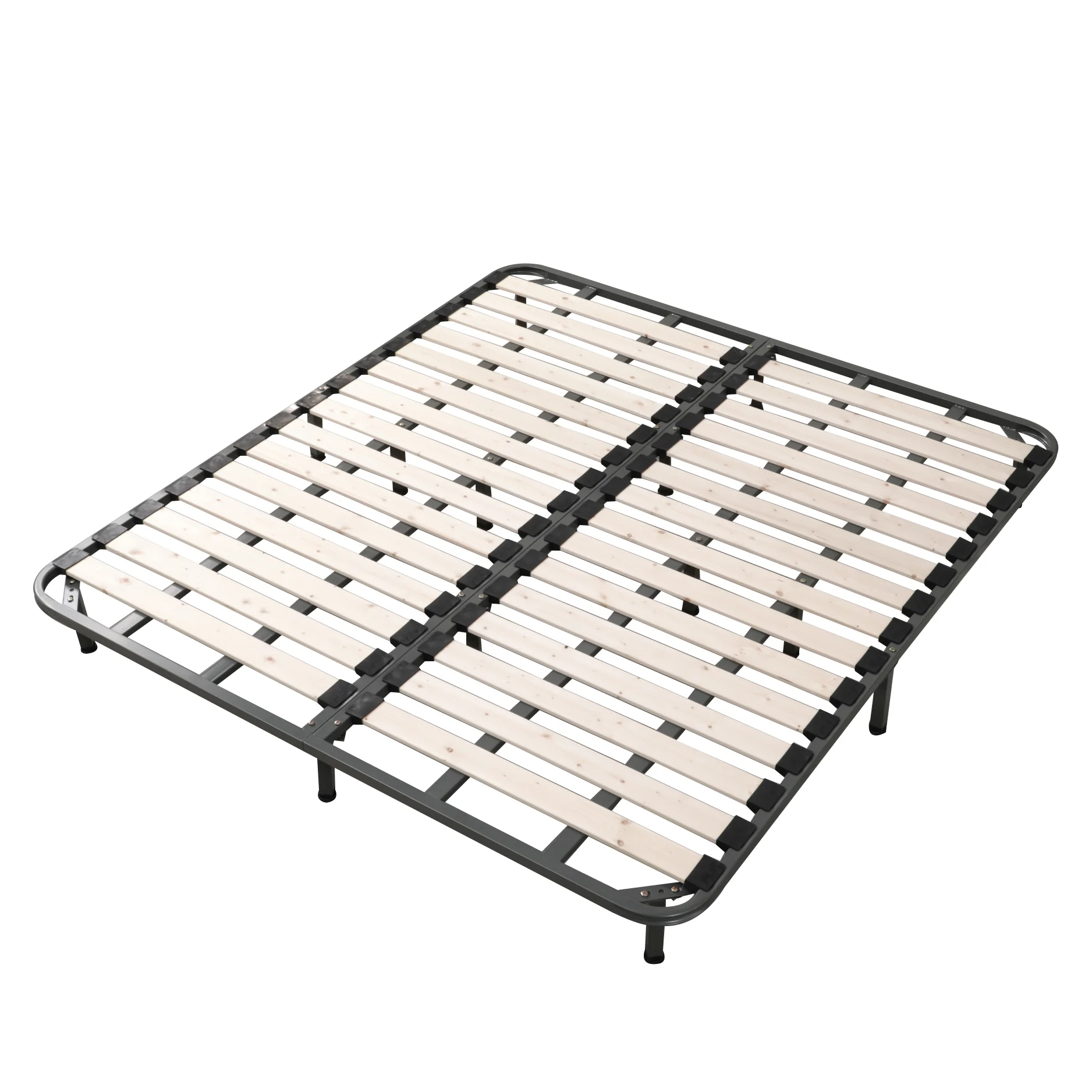 Solid Wood Twin XL Bed Slat with Metal Platform Mattress Supportive Frame