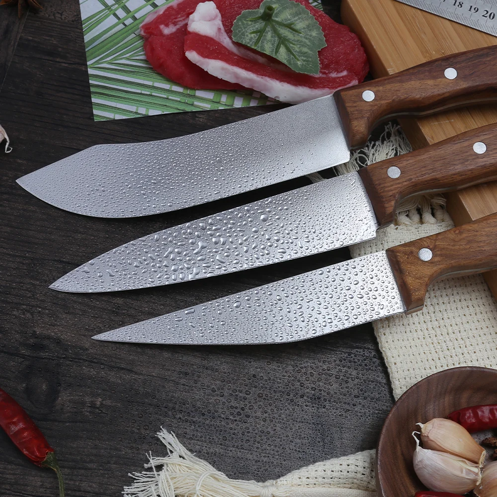 Xingye Sharp Full Tang Handmade Wooden Handle 5cr15 Stainless Steel Chef Knife Fruit Cleaver Kitchen Knives With Gift Boxes