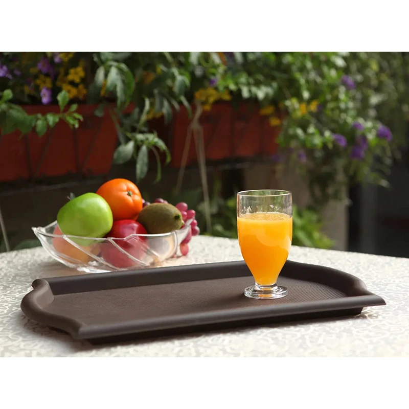 Plastic PP Black Serving Service Food Tray for Fast food Dry Fruit in Hotel Catering School Bar Table