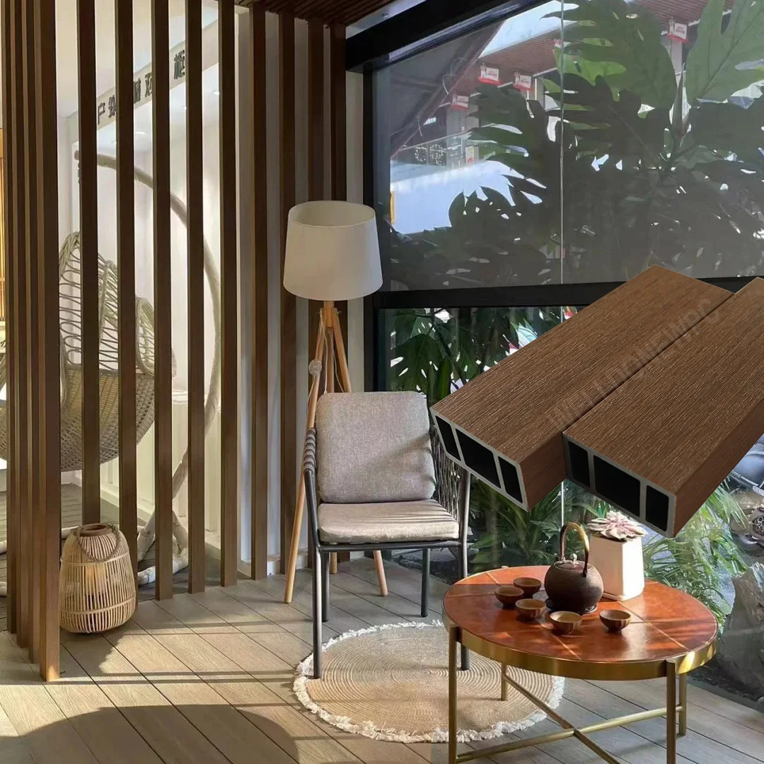 Living Room Kitchen Bedroom Bathroom Home Entryway Wood Slat Wall Post Partition Wood Plastic Composite WPC Square Timber Tube