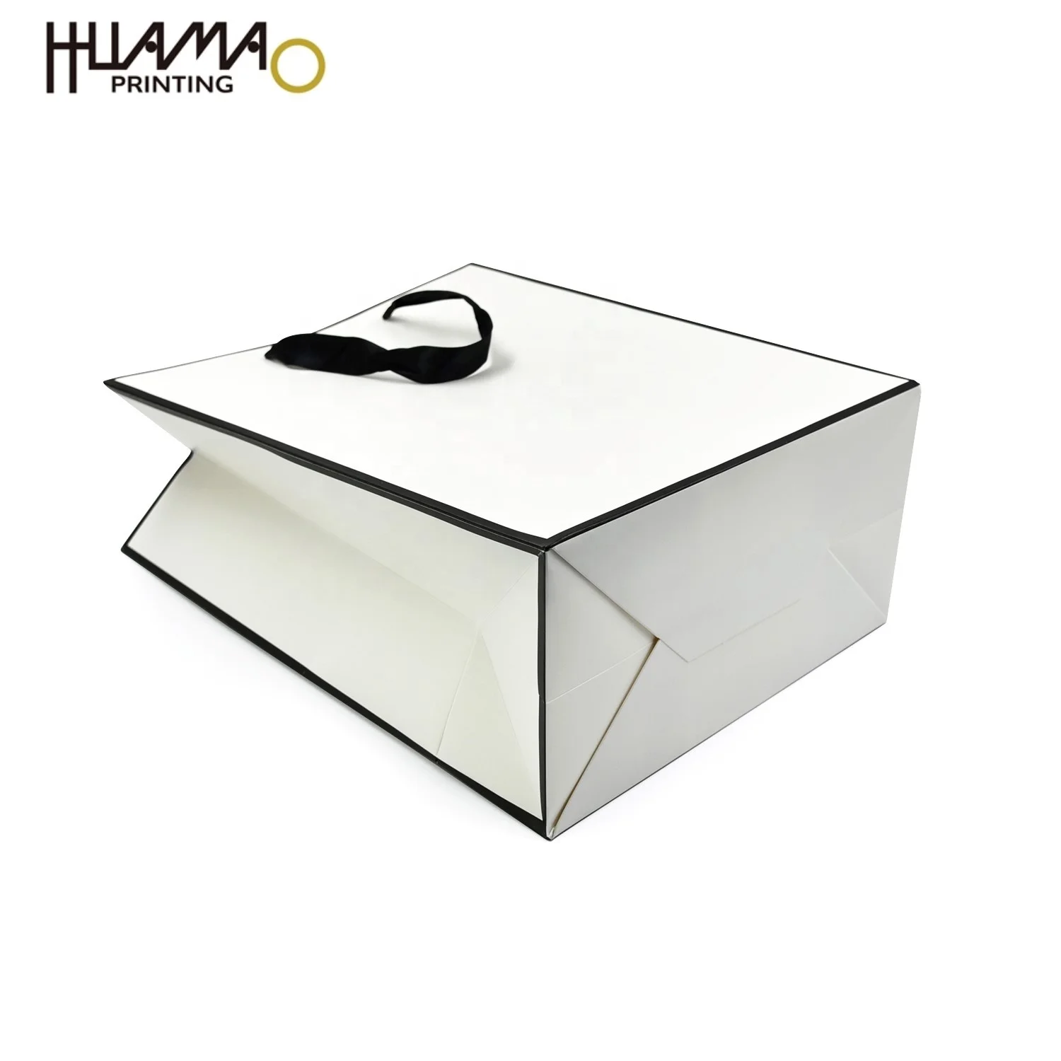 China Supplier Custom Logo Printed Paper Gift Bag White Clothes Shopping Bag Ribbon Handle Paper Gift Shopping Bag