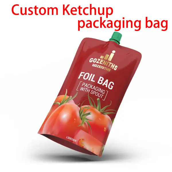 High Quality Liquid Stand up Plastic Tomato Sauce Kechup Packaging Spout Pouch Resealable Plastic Bags Doypack With Nozzle