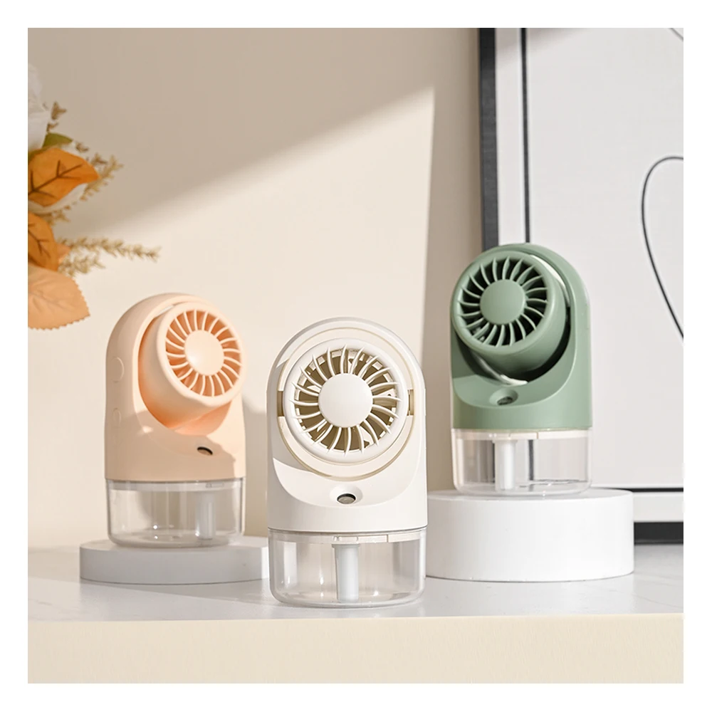 2024 New Type-c rechargeable portable pocket small table fan with mist outdoor handheld air cooling plastic mist summer fan