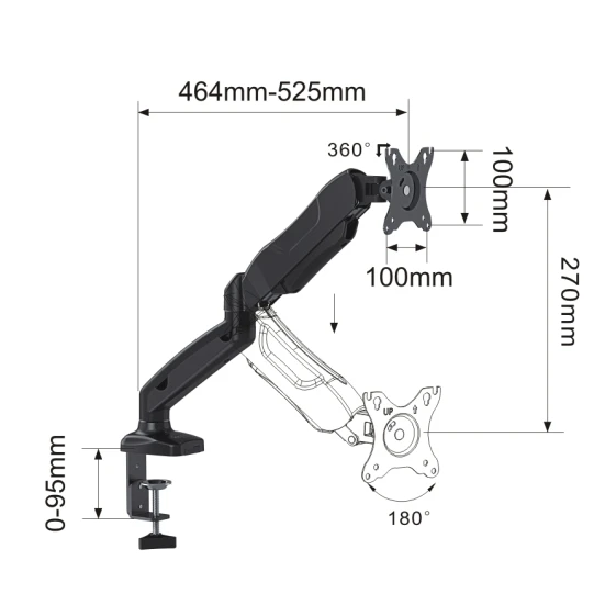 High Quality Most Popular Counterbalance Rotating Lcd Monitor Stand Desk  Arm Mount