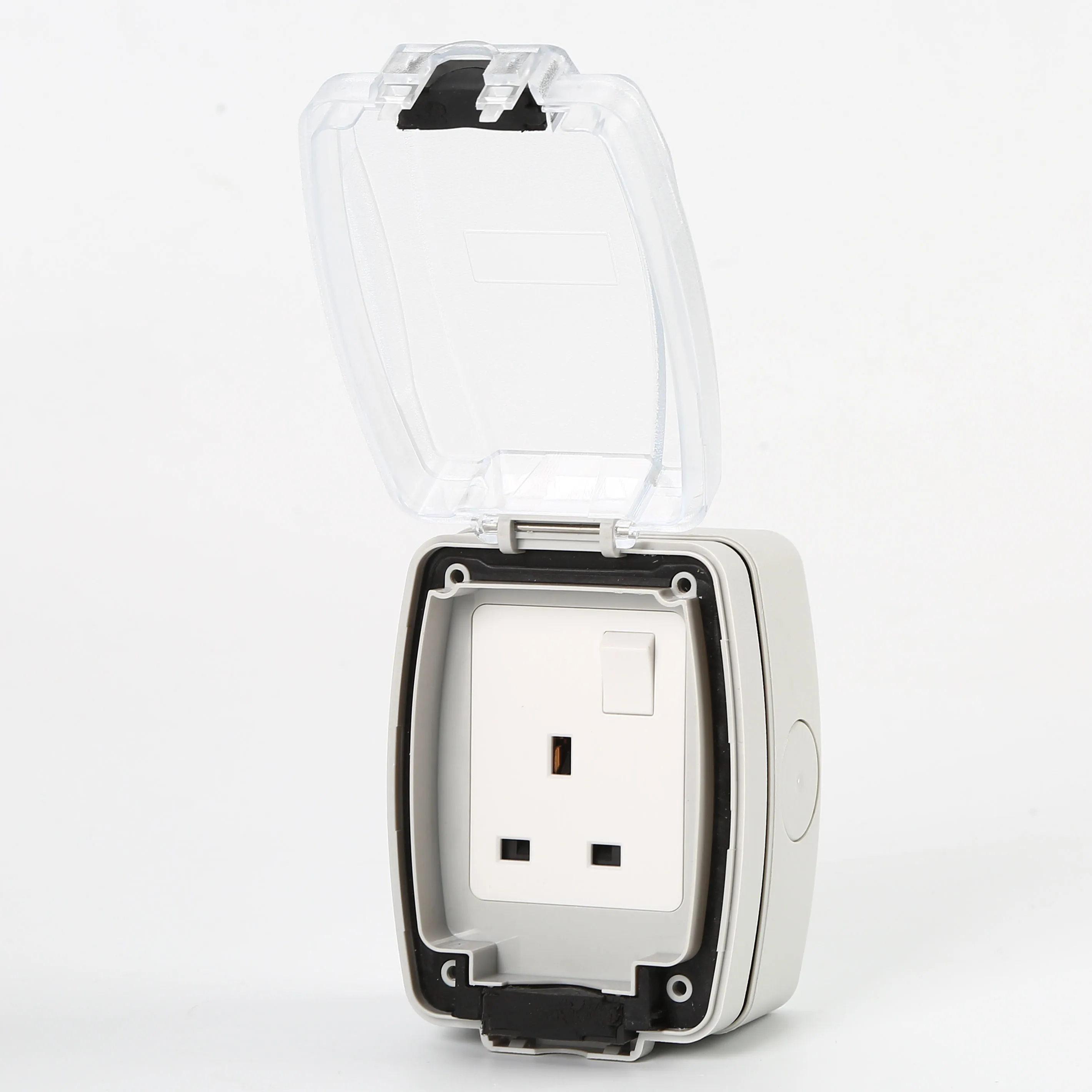 IP66 Electrical European 13A Switch Socket Wall Outlet Cover Transparent Waterproof UK Wall Socket Switch  HT-TC318T