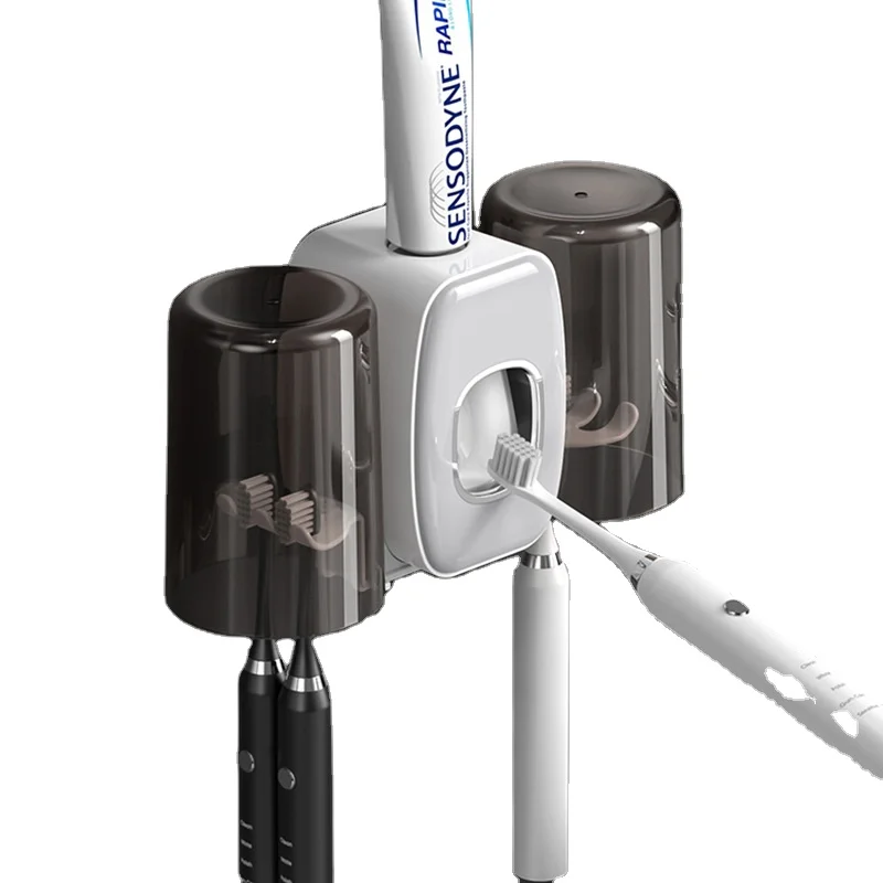 Plastic wall mounted Toothbrush holder toothpaste dispenser with low price