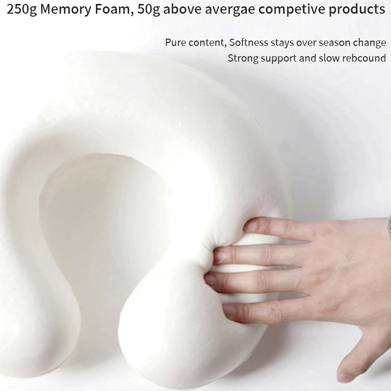 Simple Modern Modal Fabric Memory Foam Travel Neck Pillow for Airplane
