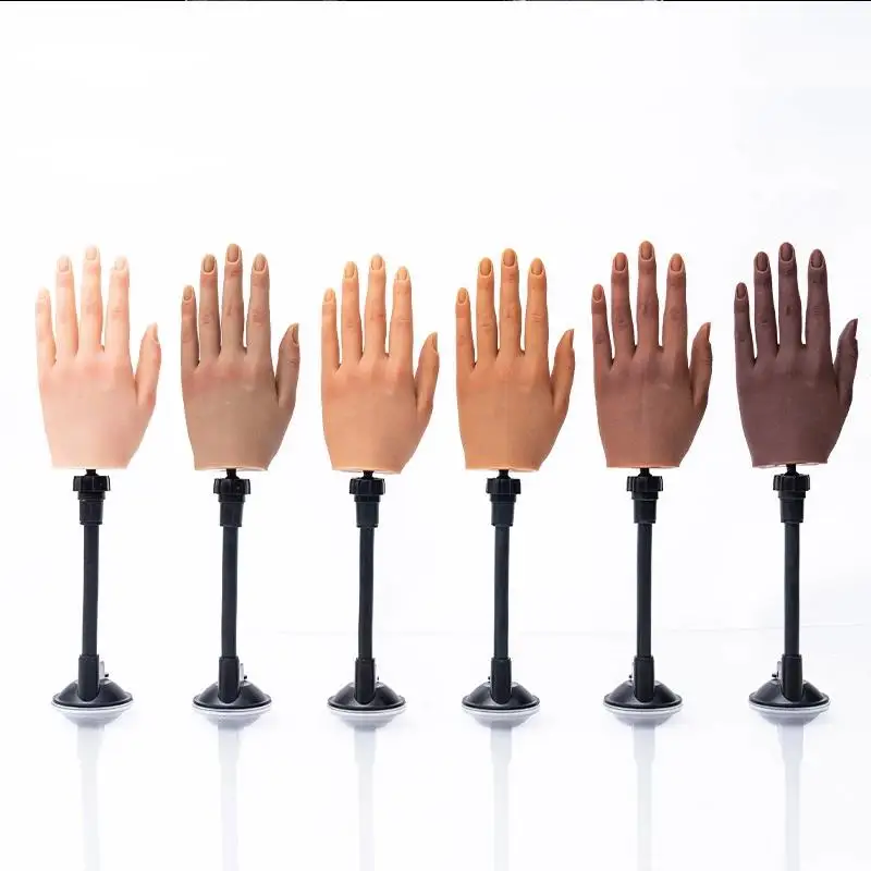 Silicone Practice Hand for Acrylic Nails With Clip Fake Training Hand/Finger Model Nail Nail Display Art Tools