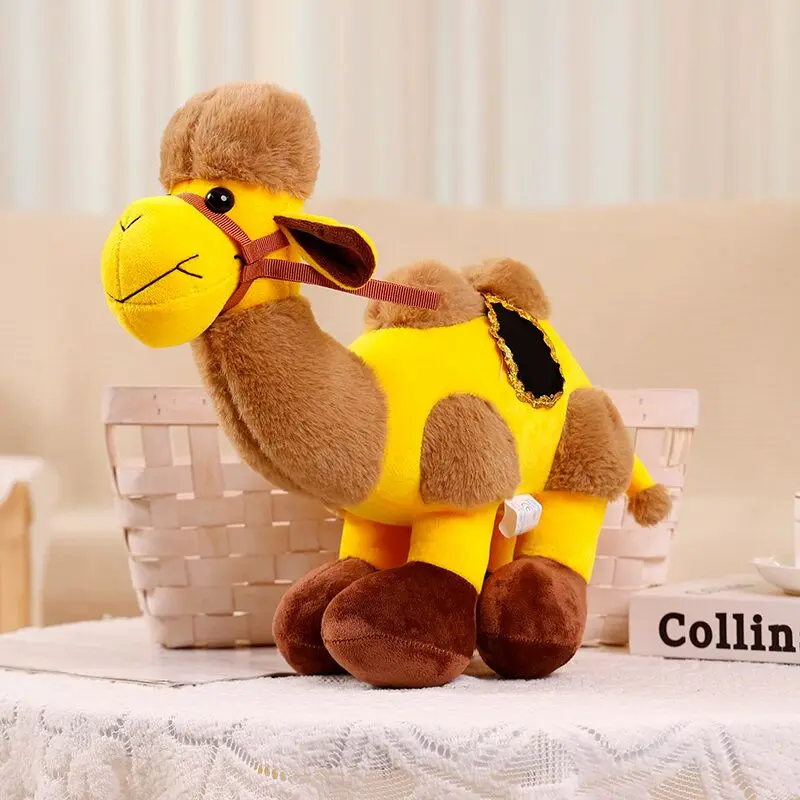 High quality Plush Desert Camel Toy Cartoon stuffed Simulated Camel  Doll Tourist gifts can be printed with logos