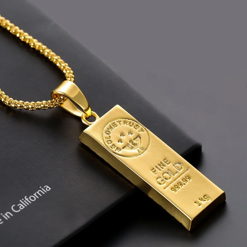MGOLD WE TRUST Gold Bar Pendant Necklace Hip Hop Australian
