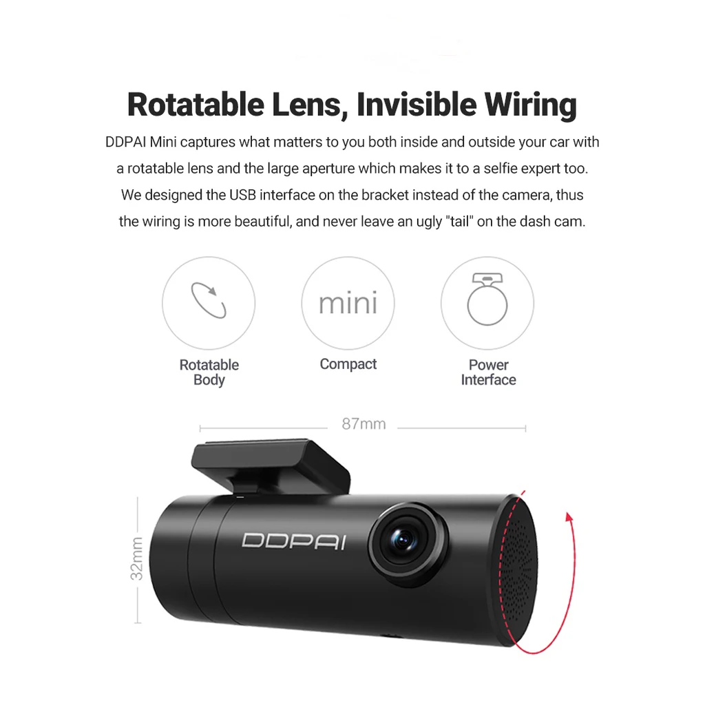 Xiaomi DDPAI Dash Cam Mini 1080P HD DVR Car Camera Android Wifi Auto Drive Vehicle Video Reorder Parking Monitor