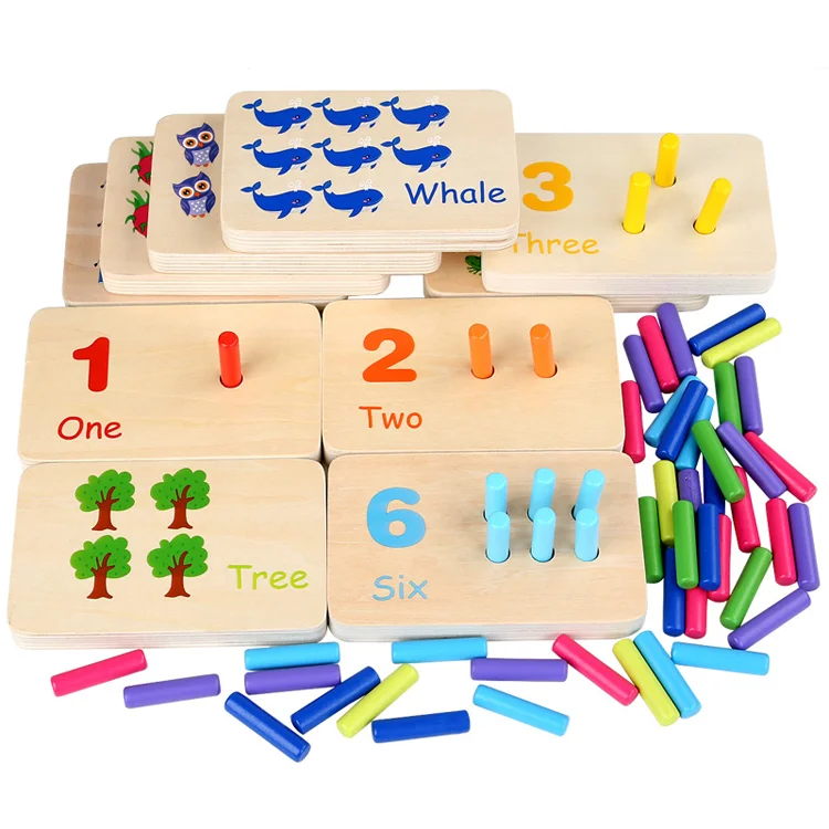 TS Montessori Wooden Math Toy Cognition Stick Game Color Cognitive Digital Learning Board