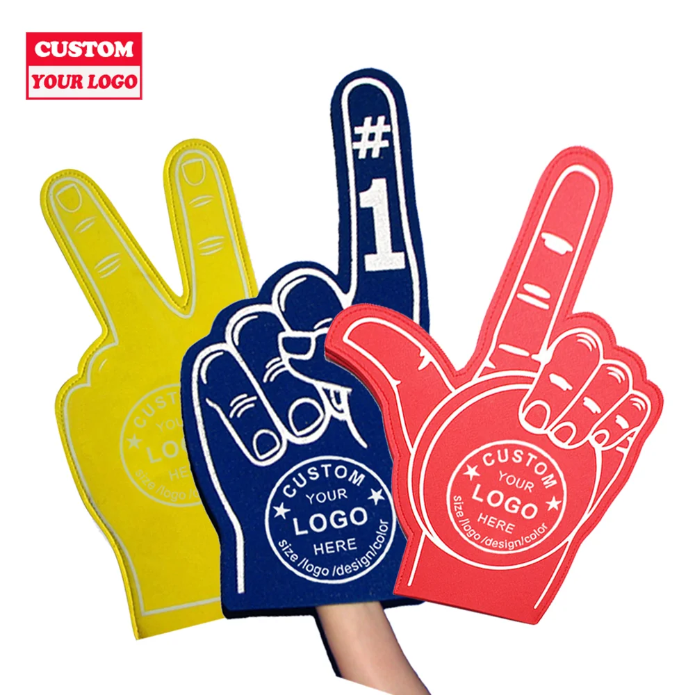 Sports Party Cheering Popular Promotional Orange Big Foam Middle Fingers #1 Eva Foam Finger Hand Custom Shape