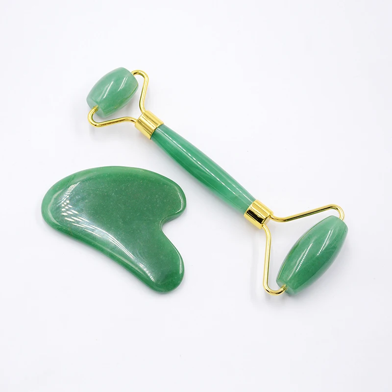 2019 новый продукт Royal Double Head Jade роликовый массажер для лица, натуральный зеленый кварц нефрит ролик