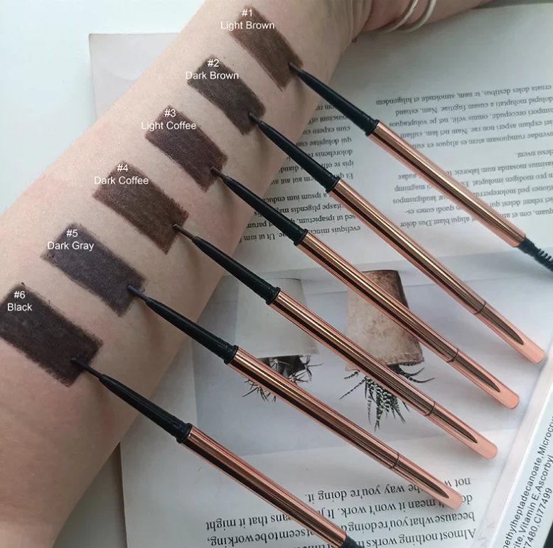 6 Colors Private Label Eyebrow Pencil Gold Eyebrow pencil Double headed Brow Pencil Vendor