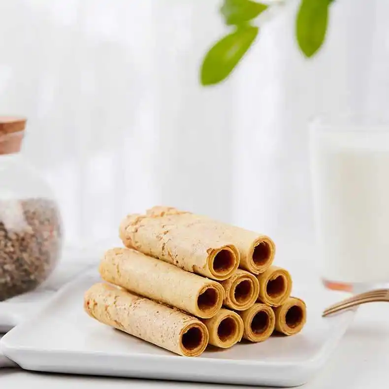 Highland Barley Egg Rolls Strip Sesame & Original Flavor OEM Uncle Pop Grain Snacks Sesame Flavor Biscuits Wafer Rolls 108g