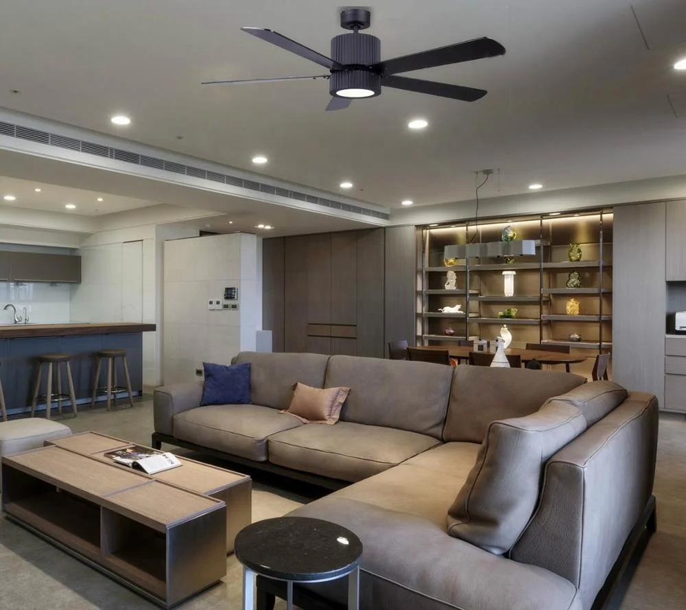 52 inch Modern Air Cooling Fan Home Decorative Matt-Black/ORB LED Ceiling fan with 5 Plywood Blades, include Wall Control