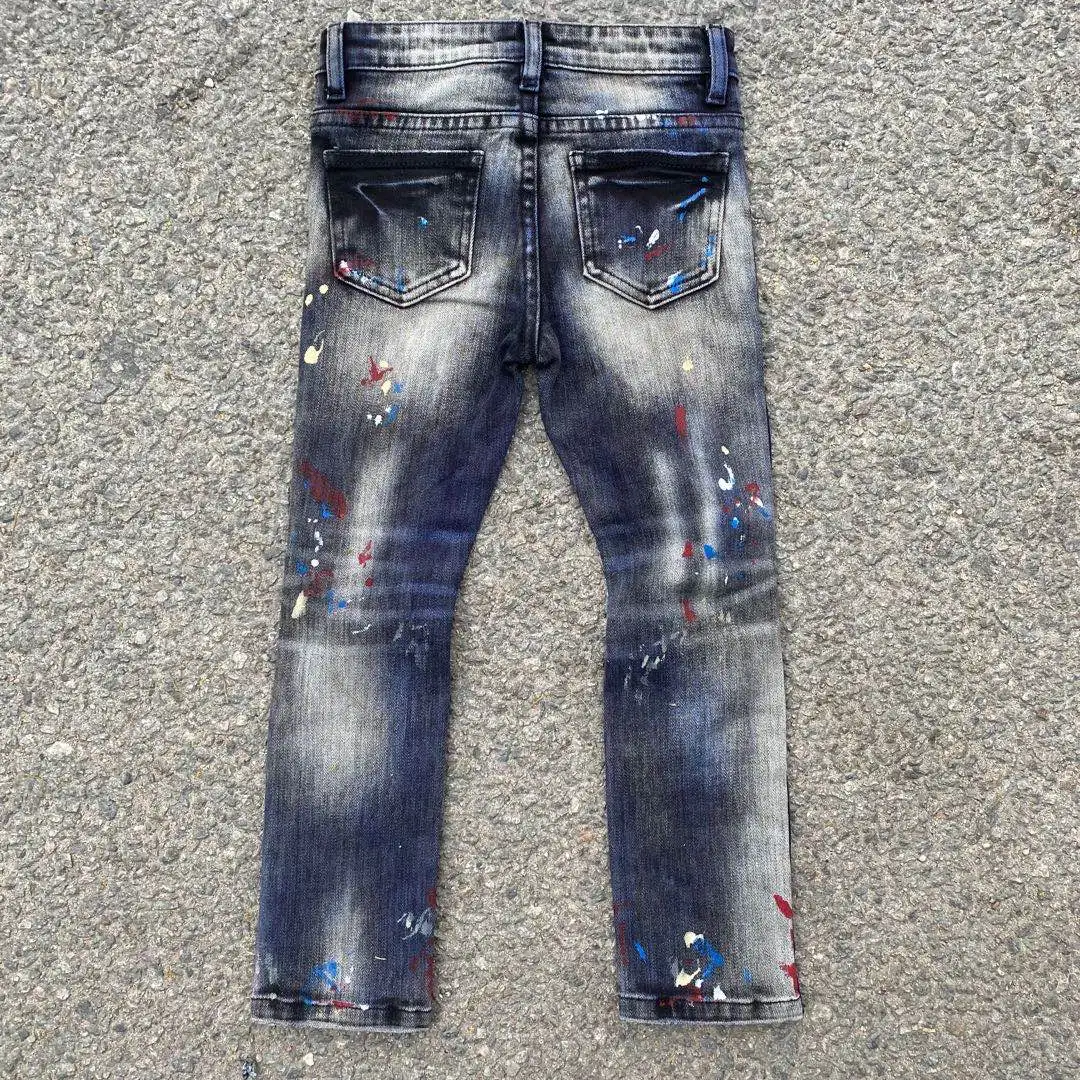 2024 New Style  Denim manufactured Customization 1-14 years old Kids Flared Fit Jeans Stacked Denim Jeans For Boys