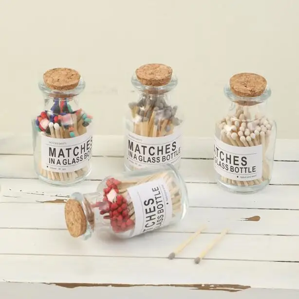 glass jar delicate gift holiday custom matches wooden tip packing personalized decorative custom matches