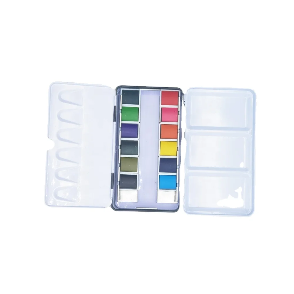 12 Assorted Vibrant Colors Iron Box Watercolor Paint Set