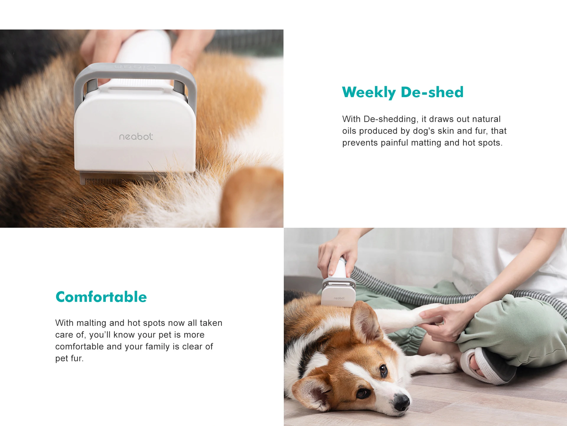 Neabot P1 pro 5 in 1 Pet Hair Shaving and Suction Tools Low Noise  Grooming Pet Vacuum Cleaner