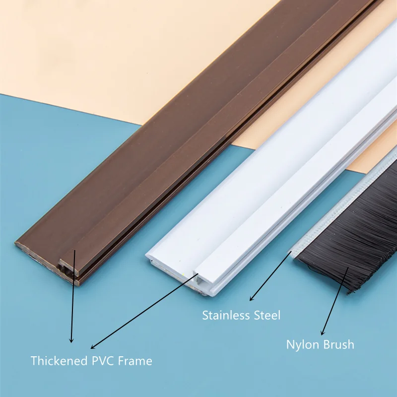 Door Brush Bottom Sweep Plastic Holder with Black Nylon Brush for Home Under Door Seals