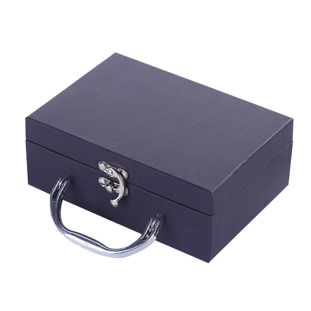 Жесткий картонный чемодан на заказ, Подарочная коробка для хранения ювелирных изделий, упаковка с металлической ручкой