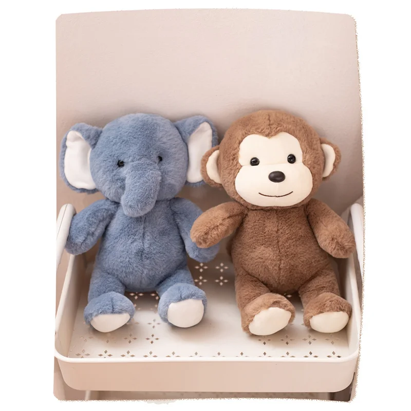 CE Custom Cute Teddy Bear Stuffed Monkey Cat Panda Elephant Bunny Plush Stuffed animal Toy Baby Bed Decor Comforting Kid Gift