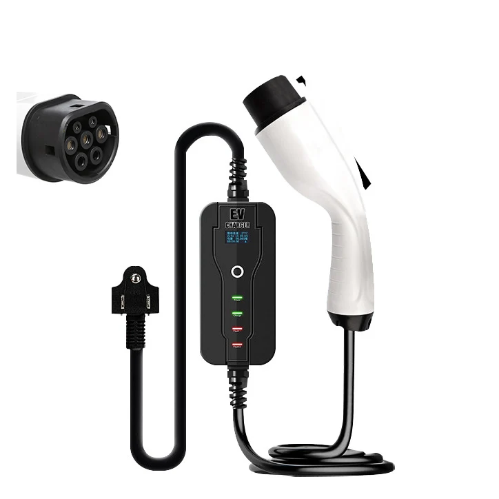Portable Ev Charger Electric Vehicle Car Charger 16A 32A with LCD Screen IEC62196 Schuko Plug and J1772