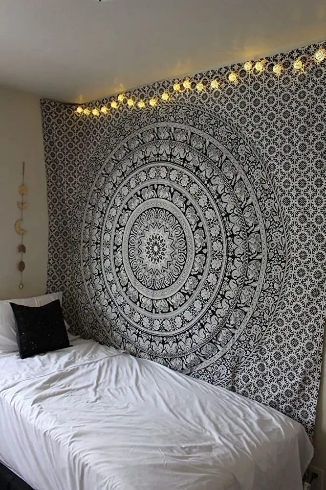 Promotional Custom Indian Bohemian Mandala Boho Hippie Polyester Digital Printed Wall Hanging Tapestry For Home Decor