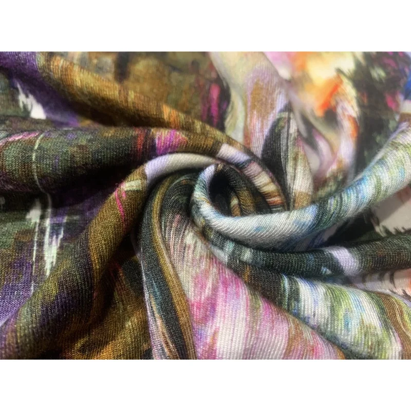 
Hot sale custom print cotton RAYON KNITTING DGT shirt fabric cotton spandex fabric roll 