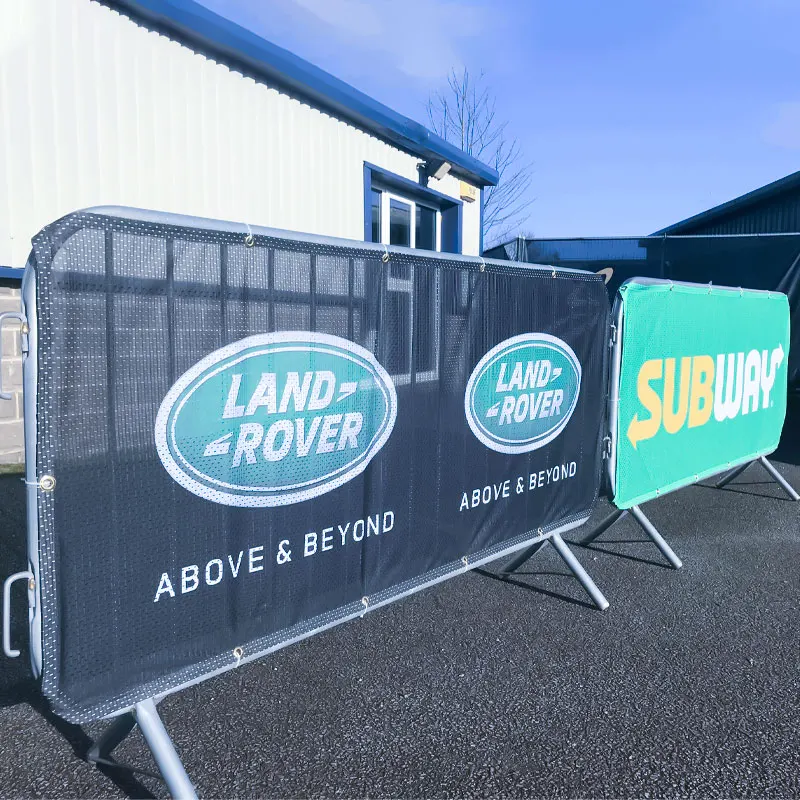 Barrier Stand Metal Barricade Traffic Barrier Spandex Fabric Cover Stretched Cloth Digital Print Logo