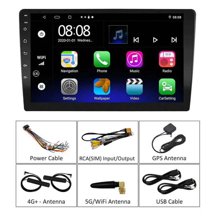 9 inch 1 Din Android Car Radio Player Intelligent Touch Screen CarPlay Universal Car TV Monitor with GPS System