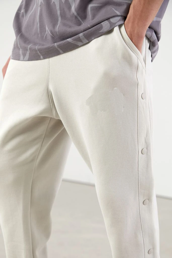 MGOO Side snap button white jogger Custom embroidery sweat tracksuit pant