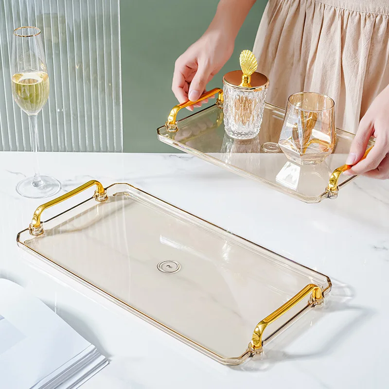 Plastic Tray for Homework Acrylic Trays with Gold Handles