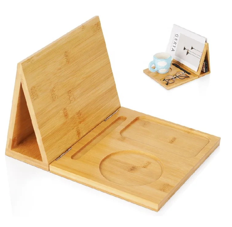 Triangle Book Holder Stand Foldable Bookmark Solid Wood Book Rest Page Holders