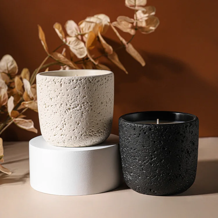 Wholesale luxury empty 6oz matte black white green candles jars wholesale ceramic candle jar candle vessel