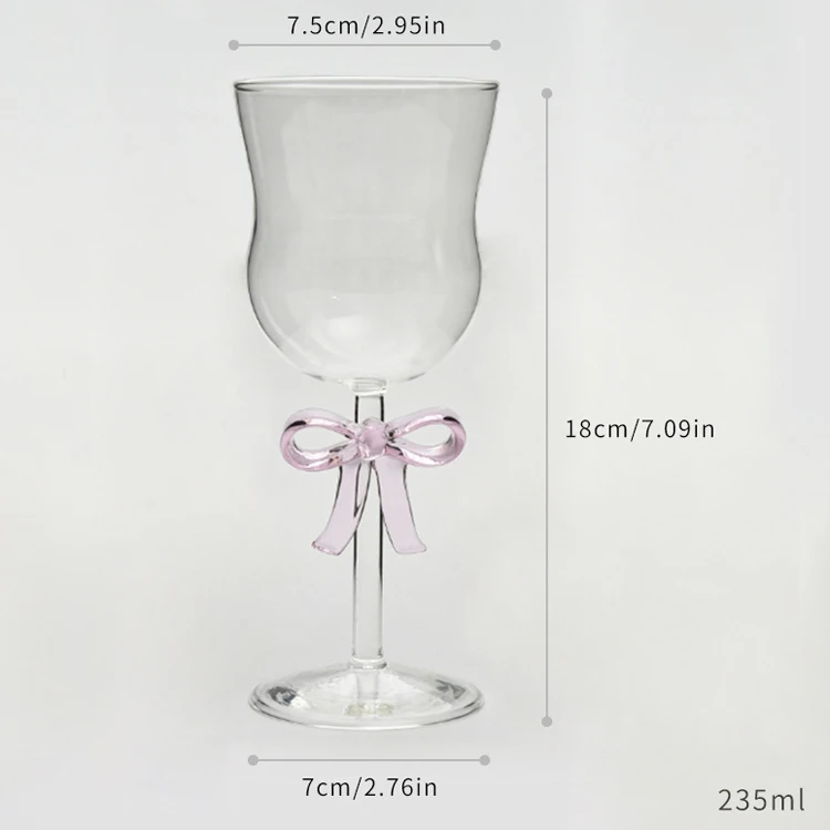 High Borosilicate Bow Champagne Glass Goblets Decorated Colored Bow Knot Wine Glass Cocktail Cup for Wedding Party