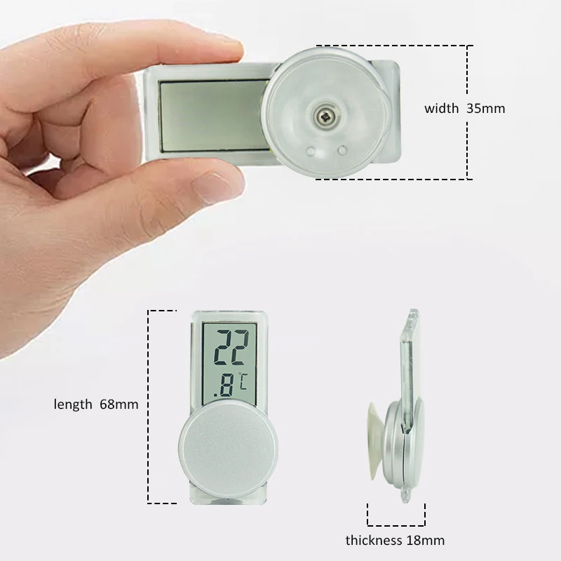 EMAF Electronic Transparent Sucker LCD Home Thermometer Indoor Automotive Temperature monitor