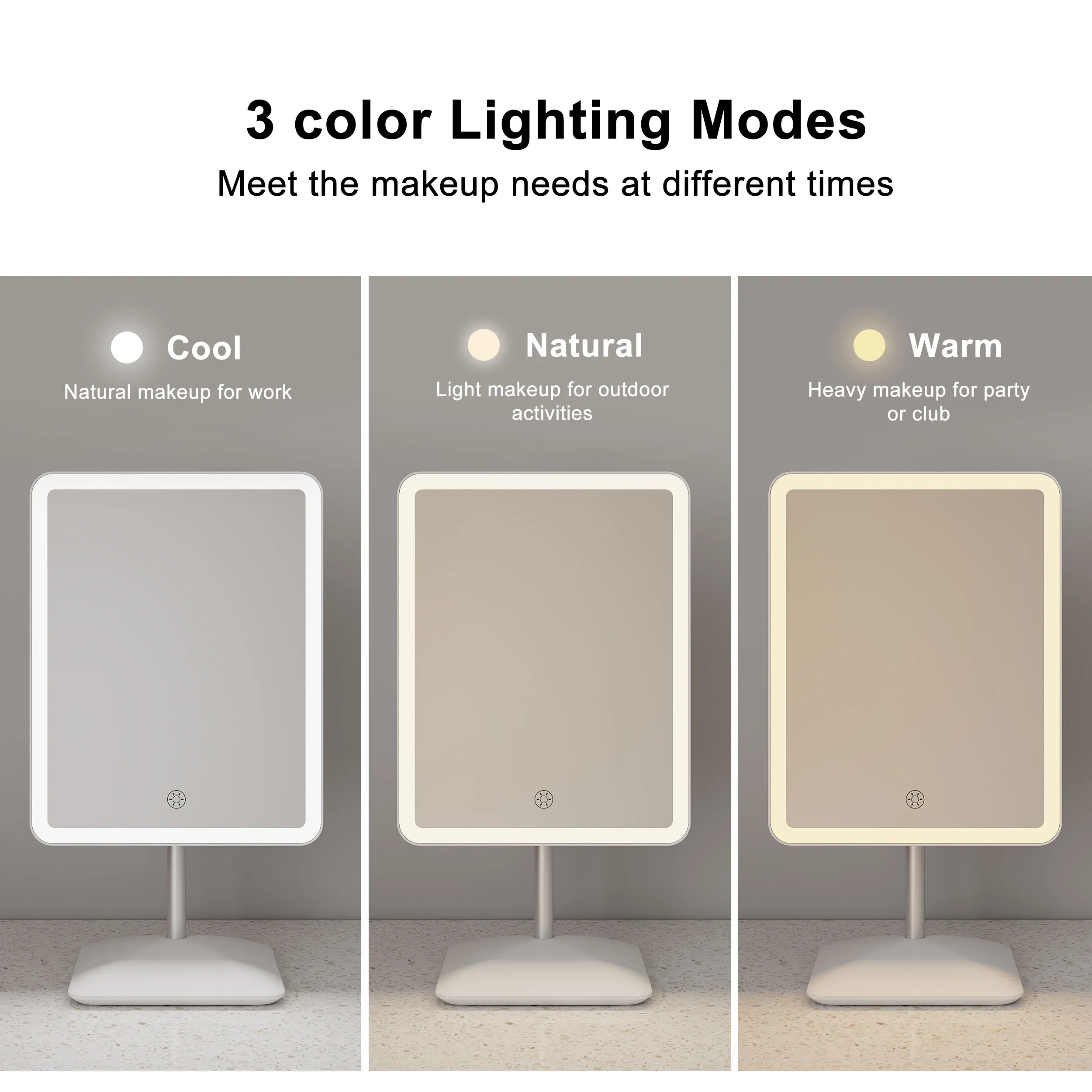 360 Degree Rotatable 84 Led Lights Brightness Adjustable Tabletop Cosmetic Lights Led Vanity With Table Makeup Mirror