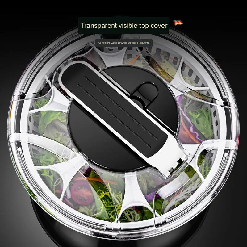 3.6L Fruit and Vegetable Washing Machine Hand-pressed Manual Fruit and Vegetable Salad Dehydrator Dryer Washer with Bowl