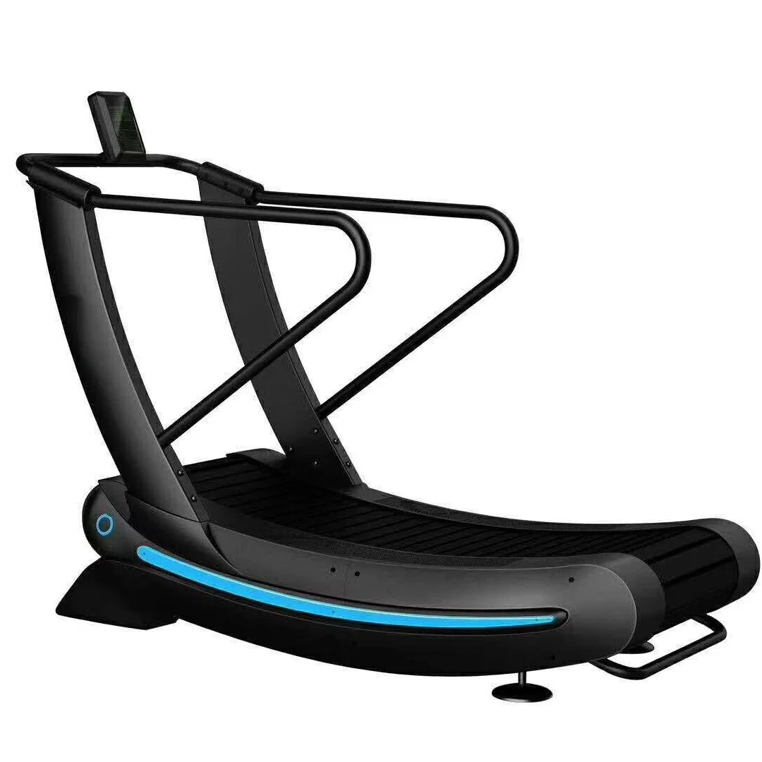 Motorless Curved Sprint Unpowered Treadmill with Adjustable Levels of Resistance