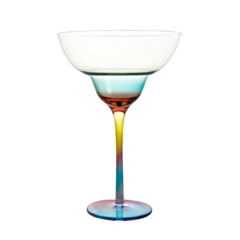 Wholesale custom logo Lead-free crystal Hand blowing Colorful margarita glasses Martini cup Creative tall glass cocktail glass