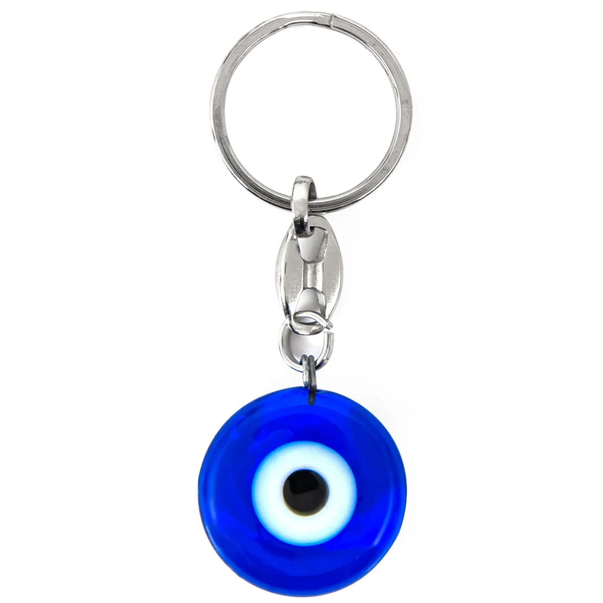 Hand Made Lampworking Turkish Blue Glass Evil Eye Souvenir Key Chain- Key Ring
