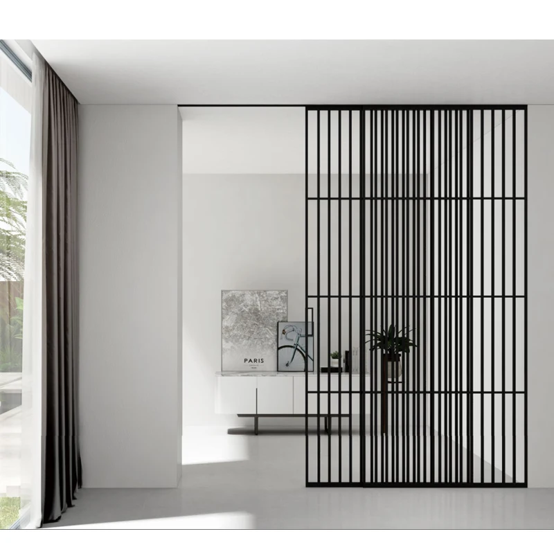 Space-saving 3 track aluminum alloy sliding door stack sliding grill glass design door