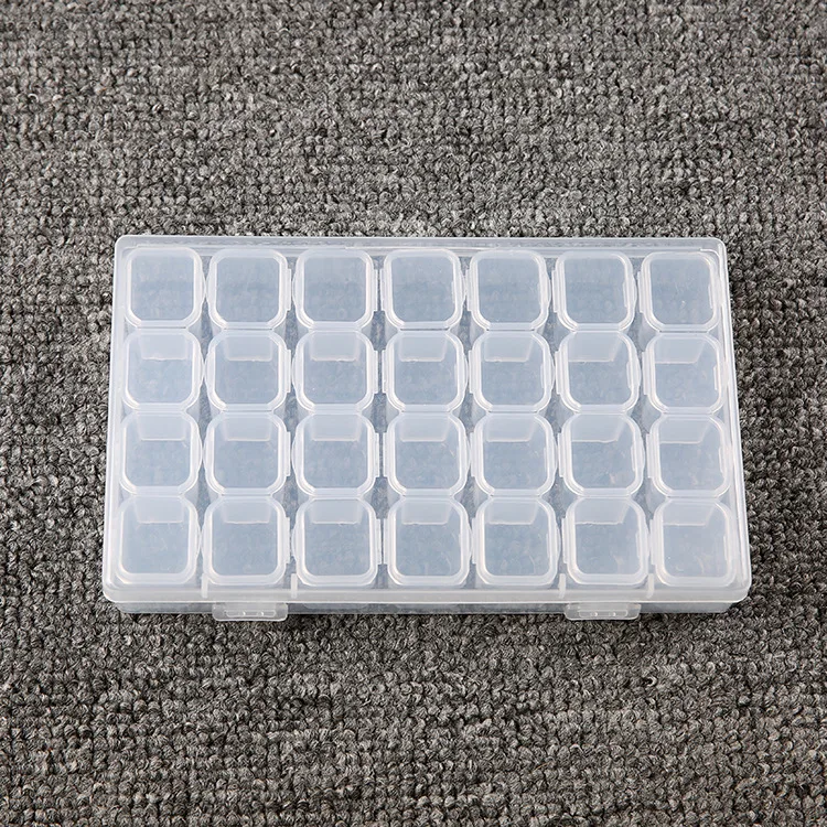 Rectangle Spot 28 Grid Flip Transparent Plastic Box Diamond Painting Storage Box