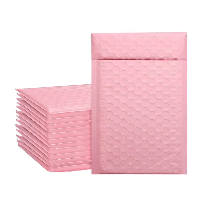 Free Shipping Eco Custom Logo Large Light Pink Envelopes 4X8 Waterproof Bubble Mailing Envelope Poly Bubble Mailer